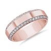 Men'S Rings | Blue Nile Men'S Beveled Edge Diamond Band In 14K Rose Gold (6.5 Mm, 5/8 Ct. Tw.)