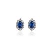 Earrings | Blue Nile Oval Sapphire And Diamond Earrings In 14K White Gold