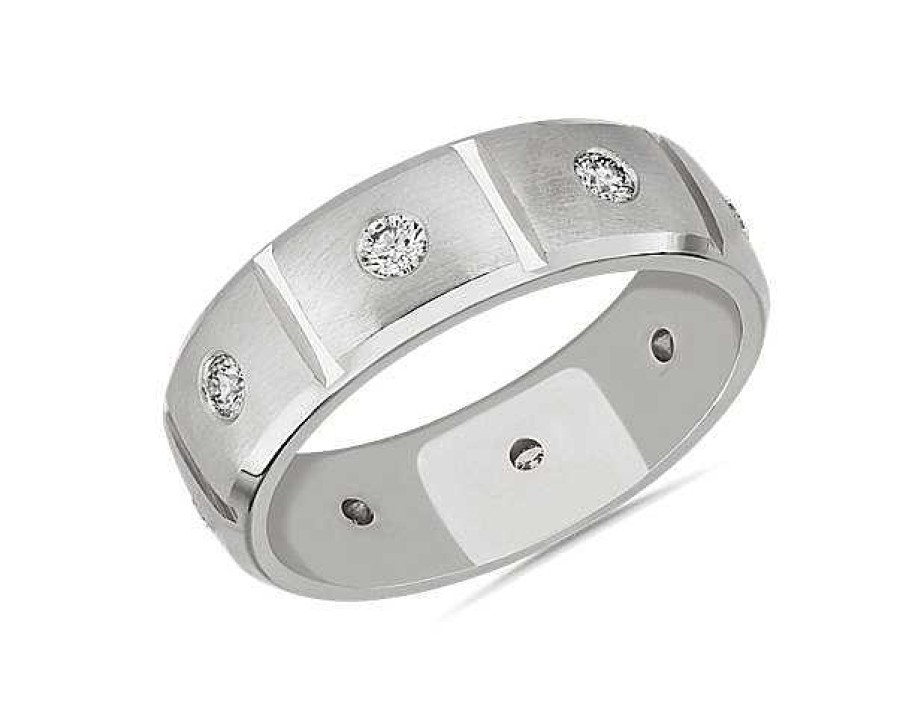 Men'S Rings | Blue Nile Bold Diamond Eternity Ring In 18K White Gold (7 Mm, 1/2 Ct. Tw.)