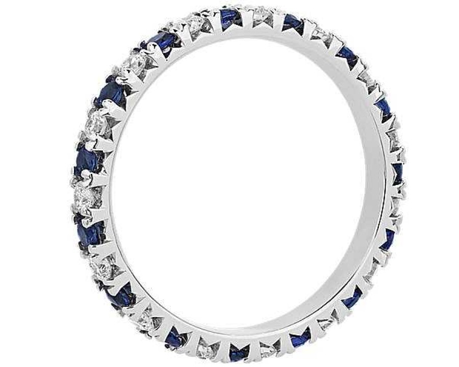 Women'S Rings | Blue Nile French Pav Sapphire And Diamond Eternity Ring In Platinum (1.8Mm)