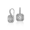 Earrings | Blue Nile Asscher-Cut Diamond Double Halo Drop Earrings In 18K White Gold (2 3/4 Ct. Tw.)