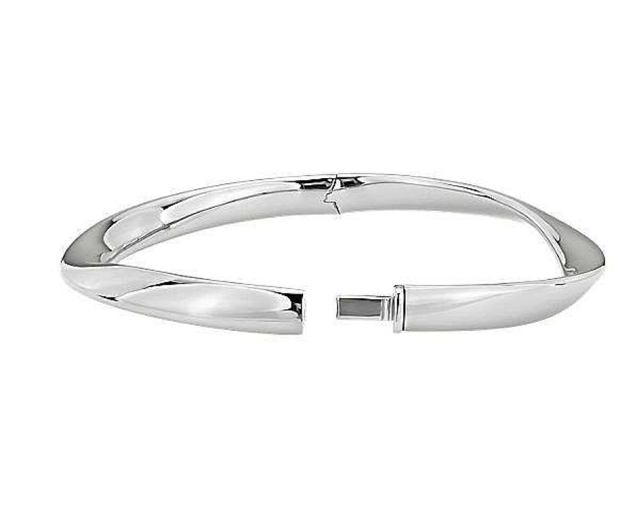 Bracelets | Blue Nile Twist Bangle In 14K Italian White Gold