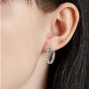 Earrings | Blue Nile Eternity French Pav Round Hoop Earrings In 14K White Gold (1 Ct. Tw.)