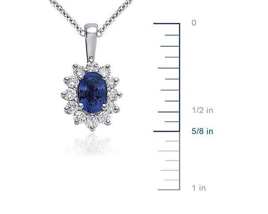 Necklaces | Blue Nile Sapphire And Diamond Pendant In 18K White Gold (6X4Mm)