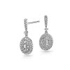 Earrings | Blue Nile Diamond Halo Baguette Drop Earrings In 14K White Gold (3/4 Ct. Tw.)