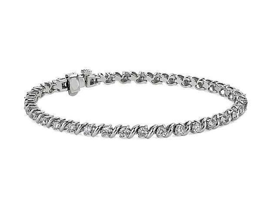 Bracelets | Blue Nile S-Link Tennis Bracelet In 14K White Gold (3 Ct. Tw.)