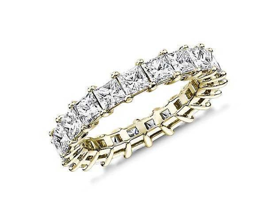 Women'S Rings | Blue Nile Lab Grown Diamond Princess Cut Eternity Ring In 14K Yellow Gold (4 Ct. Tw.)