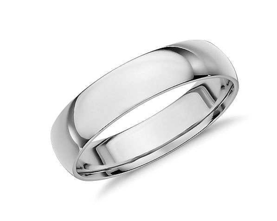 Men'S Rings | Blue Nile Mid-Weight Comfort Fit Wedding Ring In 14K White Gold (5Mm)