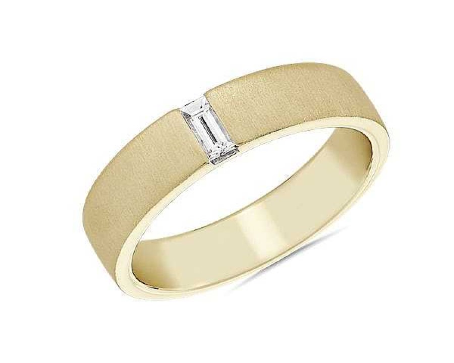 Rings | Blue Nile Zac Zac Posen Brushed Finish Baguette Diamond Ring In 14K Yellow Gold (5 Mm, 1/6 Ct. Tw.)