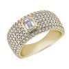 Rings | Blue Nile Emerald Cut Bezel Set Diamond Pav Ring In 14K Yellow Gold (1 1/2 Ct. Tw.)