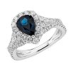 Rings | Blue Nile Pear-Shaped Sapphire And Diamond Ring In 14K White Gold