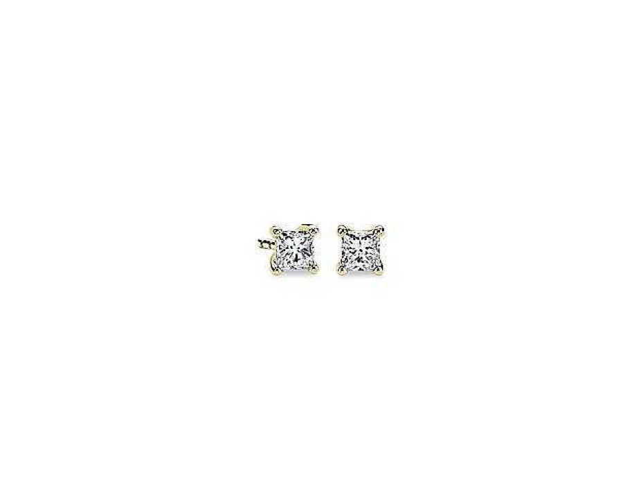 Earrings | Blue Nile Lab Grown Diamond Princess Cut Stud Earrings In 14K Yellow Gold (1/3 Ct. Tw.)