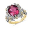 Rings | Blue Nile Extraordinary Collection: Oval Rubellite Tourmaline And Diamond Floral Ring In 18K White And Yellow Gold (14.5X11.5Mm)