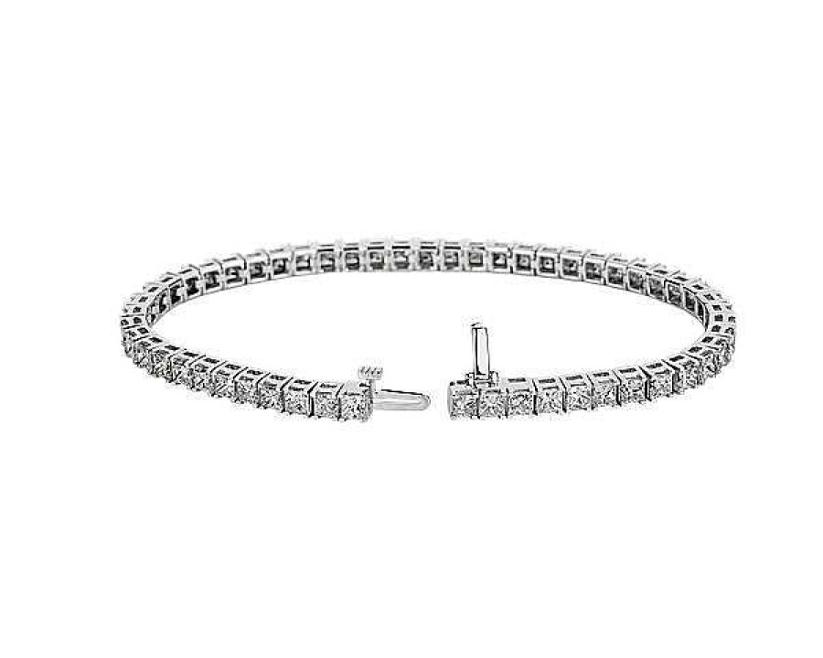 Bracelets | Blue Nile Princess Diamond Tennis Bracelet In 14K White Gold (10 Ct. Tw.)