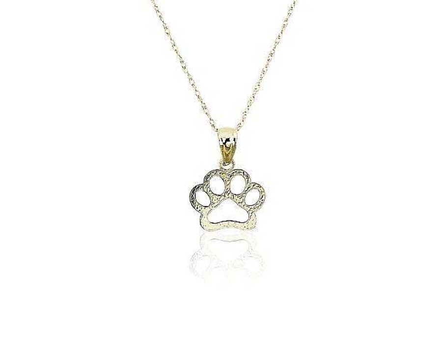 Necklaces | Blue Nile 18" Mini Paw Print Necklace In 14K Yellow Gold (0.6 Mm)