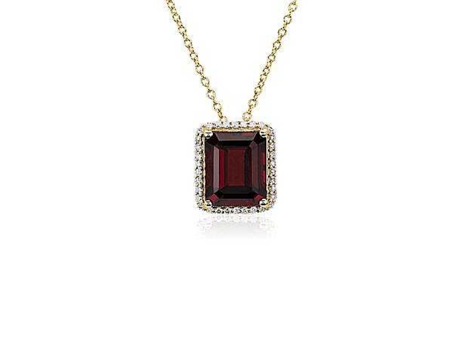 Necklaces | Blue Nile Emerald Cut Garnet Pendant In 14K Yellow Gold