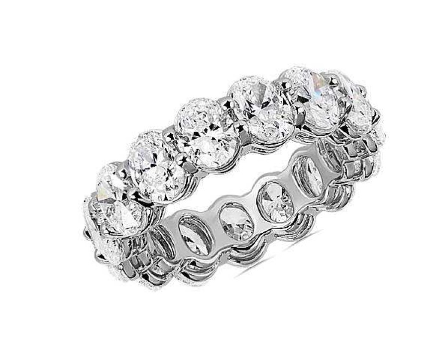 Women'S Rings | Blue Nile Oval Cut Diamond Eternity Ring In 14K White Gold (7 Ct. Tw.)