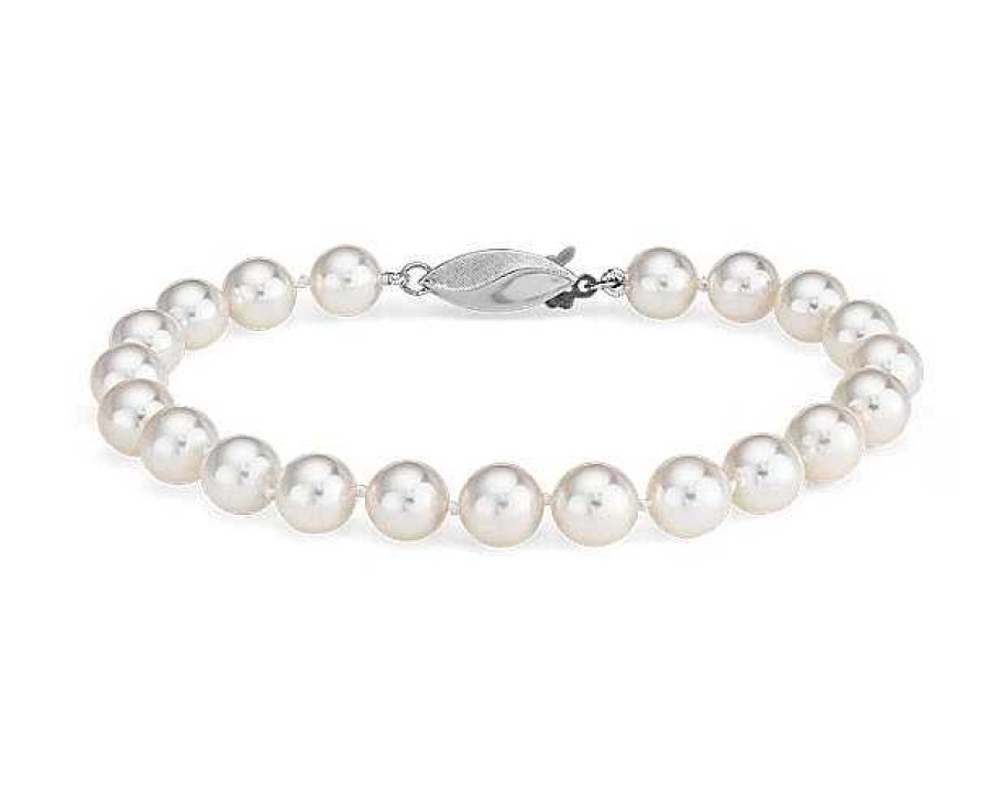 Bracelets | Blue Nile 7" Classic Akoya Cultured Pearl Bracelet In 18K White Gold (6.5-7.0Mm)