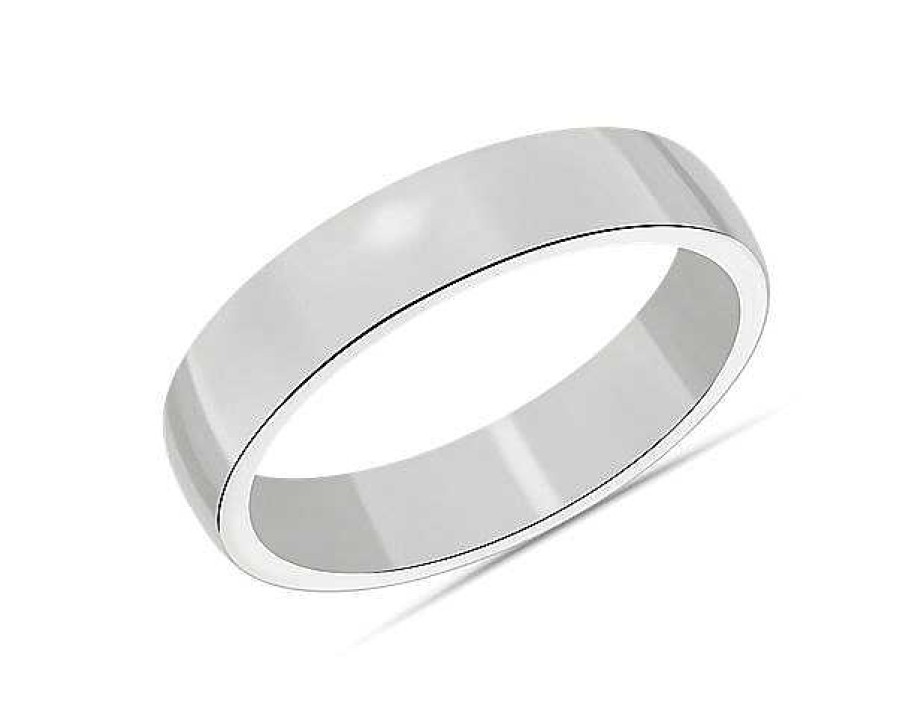 Men'S Rings | Blue Nile Low Dome Comfort Fit Wedding Ring In 18K White Gold (6Mm)