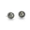 Earrings | Blue Nile Tahitian Cultured Pearl And Diamond Halo Stud Earrings In 14K White Gold (8.0-9.0Mm)