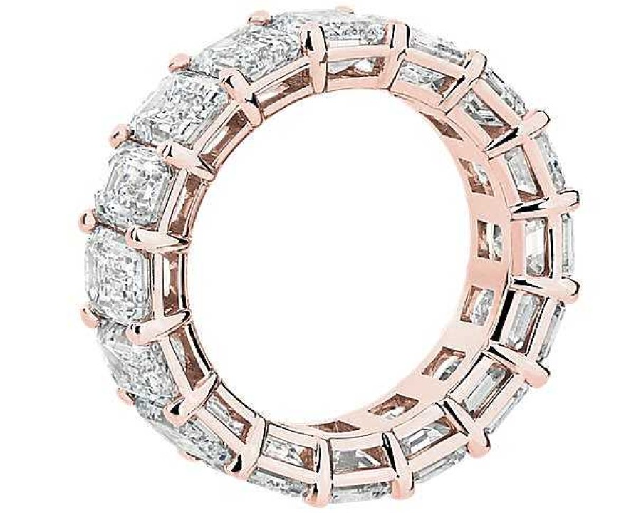 Women'S Rings | Blue Nile Lab Grown Diamond Emerald Cut Eternity Ring In 14K Rose Gold (11 Ct. Tw.)