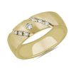 Men'S Rings | Blue Nile Diagonal Diamond Highlight Wedding Ring In 14K Yellow Gold (7 Mm, 1/4 Ct. Tw.)