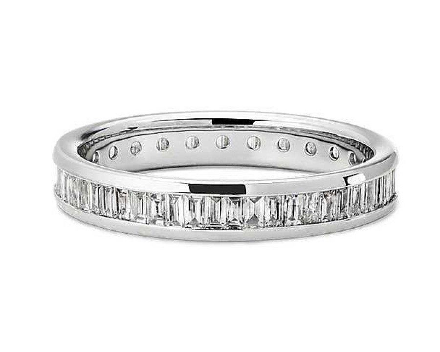 Women'S Rings | Blue Nile Channel Set Baguette Cut Diamond Eternity Ring In 14K White Gold (1 Ct. Tw.)