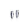 Earrings | Blue Nile Petite Two Row Sapphire And Diamond Huggie Hoops In 14K White Gold (1.4Mm)