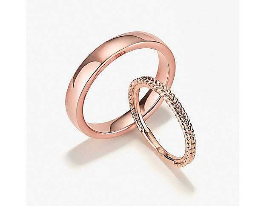 Men'S Rings | Blue Nile Low Dome Comfort Fit Wedding Ring In 14K Rose Gold (4Mm)