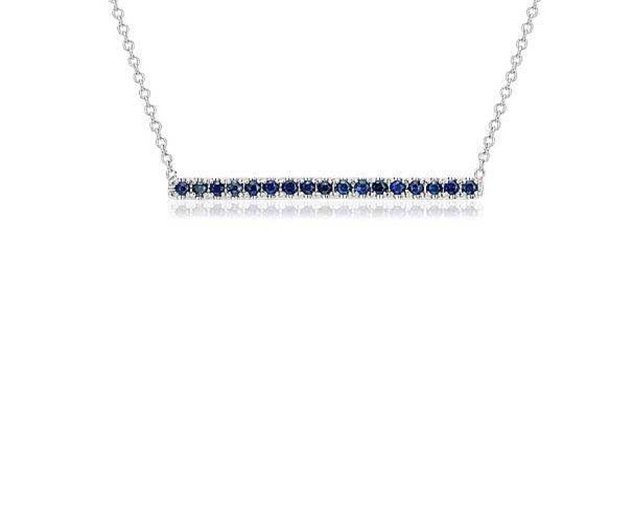 Necklaces | Blue Nile Sapphire Pav Bar Necklace In 14K White Gold (1.5Mm)