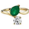 Rings | Blue Nile Emerald And Diamond Two Stone Ring In 14K Yellow Gold