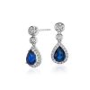 Earrings | Blue Nile Sapphire And Diamond Pear Drop Earrings In 18K White Gold (7X5Mm)