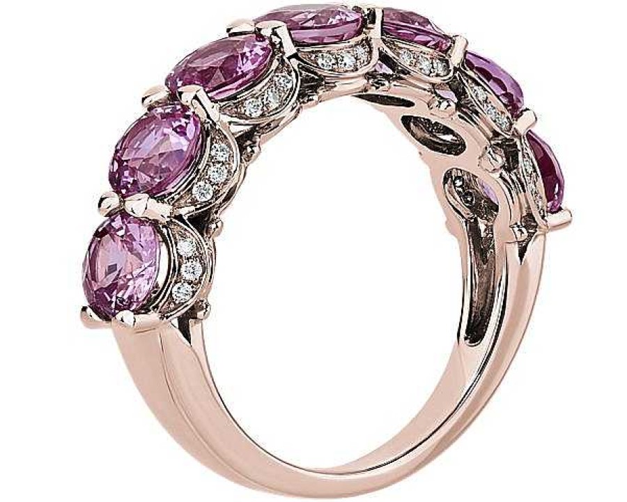 Rings | Blue Nile Pink Sapphire 7-Stone And Hidden Diamond Halo Ring