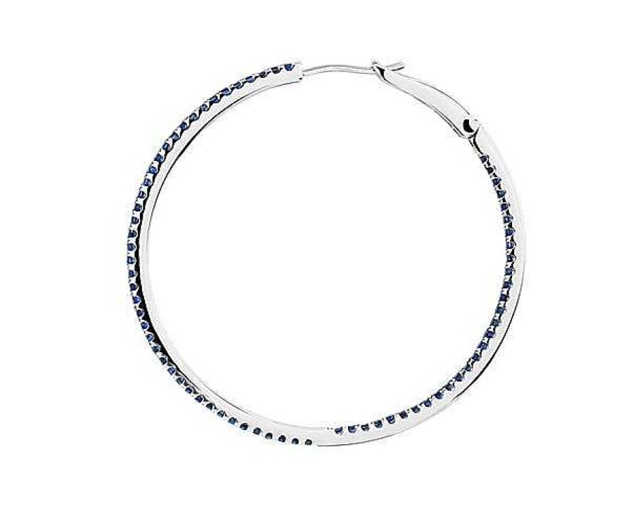 Earrings | Blue Nile Blue Sapphire Hoop Earring In 14K White Gold