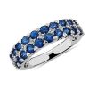 Rings | Blue Nile Blue Sapphire And Diamond Double Row Ring In 14K White Gold