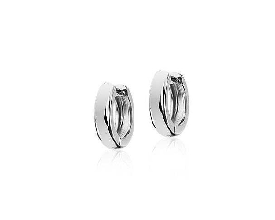 Earrings | Blue Nile Mini Huggie Hoop Earrings In 14K White Gold (4X15 Mm)