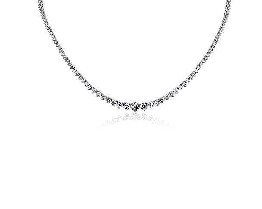 Necklaces | Blue Nile Lab Grown Diamond Graduating Diamond Tennis Necklace In 14K White Gold (5 Ct. Tw.)