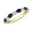 Rings | Blue Nile Alternating Pear Sapphire And Diamond Anniversary Ring In 14K Yellow Gold (1/5 Ct. Tw.)