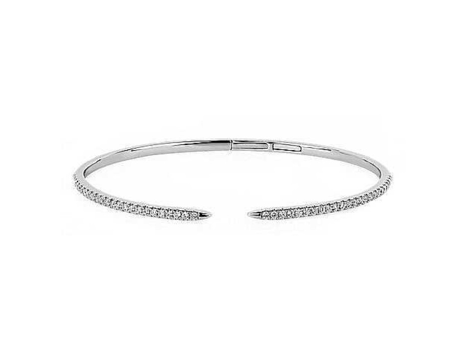 Bracelets | Blue Nile Open Diamond Claw Cuff In 14K White Gold (3/4 Ct. Tw.)