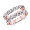 Women'S Rings | Blue Nile Two Row Pav Diamond Ring Insert In 14K Rose Gold (1 Ct. Tw.)