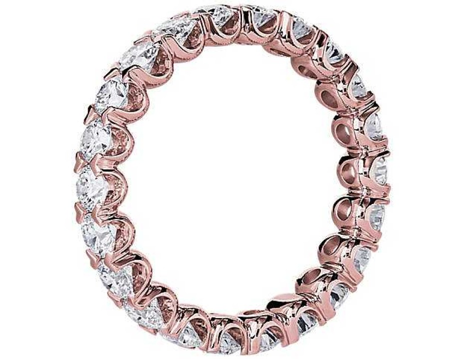 Women'S Rings | Blue Nile V-Prong Pav Diamond Eternity Ring In 14K Rose Gold (2 Ct. Tw.)