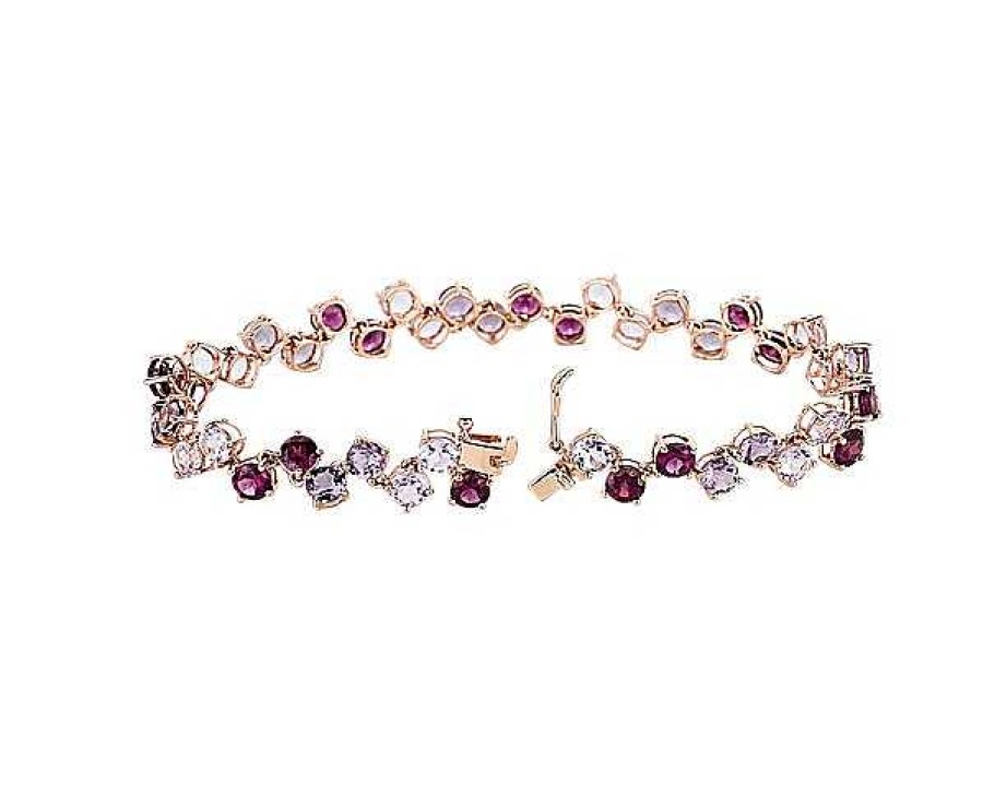 Bracelets | Blue Nile Amethyst And Rhodolite Bracelet In 14K Rose Gold