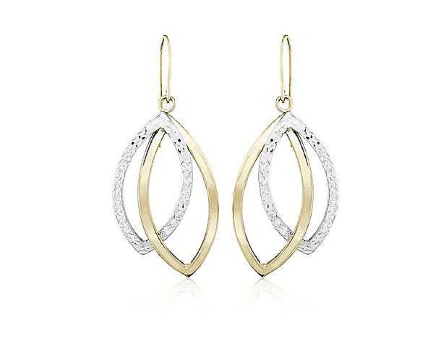 Earrings | Blue Nile Two-Tone Interlocked Teardrop Dangle Earrings In 14K White And Yellow Gold