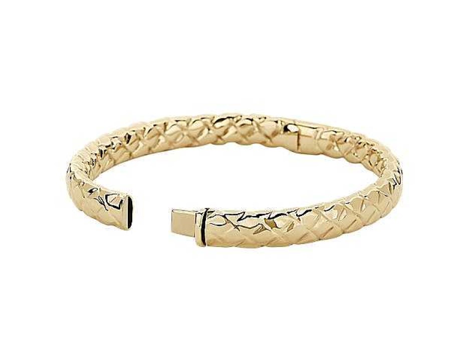 Bracelets | Blue Nile Quilted Bangle In 14K Yellow Gold (8.2Mm)