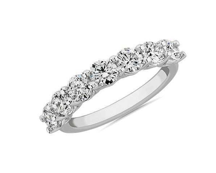 Women'S Rings | Blue Nile Lab Grown Diamond Low Dome Seven Stone Ring In 14K White Gold (1 1/2 Ct. Tw.)