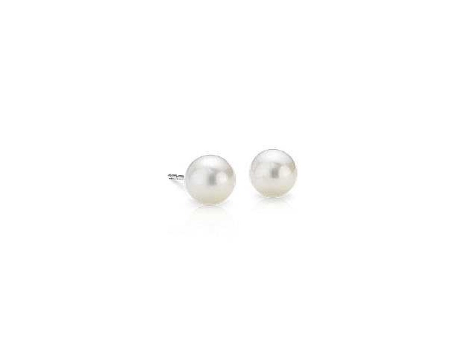 Earrings | Blue Nile Fresh Water Cultured Pearl Stud Earrings In 14K White Gold (6Mm)