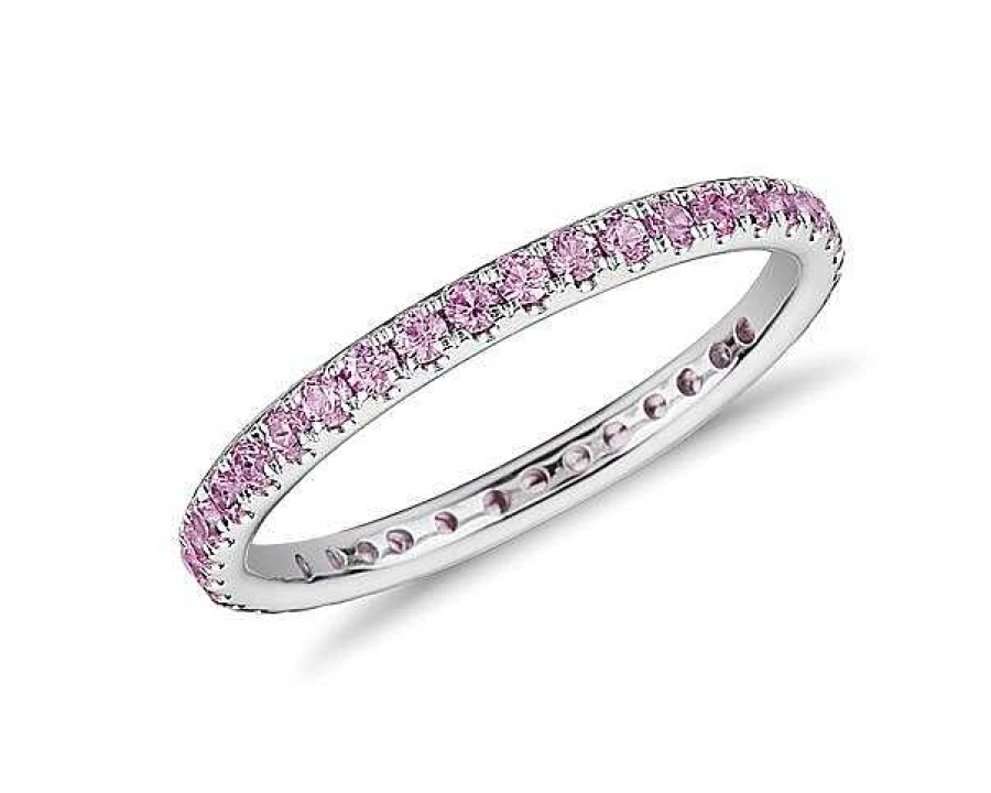 Rings | Blue Nile Riviera Pav Pink Sapphire Eternity Ring In 18K White Gold (1.5Mm)