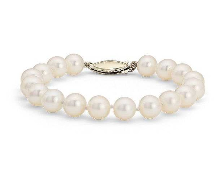 Bracelets | Blue Nile 7" Freshwater Cultured Pearl Bracelet In 14K Yellow Gold (8.0-8.5Mm)