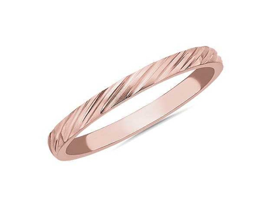 Women'S Rings | Blue Nile Angled Stripe Stackable Ring In 14K Rose Gold (2Mm)