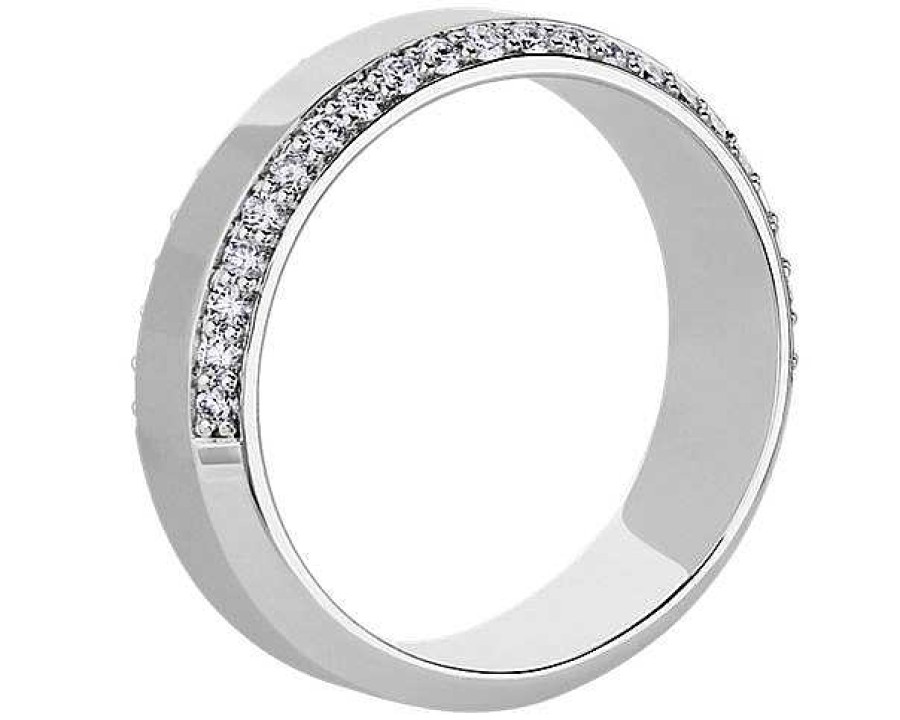 Rings | Blue Nile Men'S Beveled Edge Diamond Band In 14K White Gold (6.5 Mm, 5/8 Ct. Tw.)